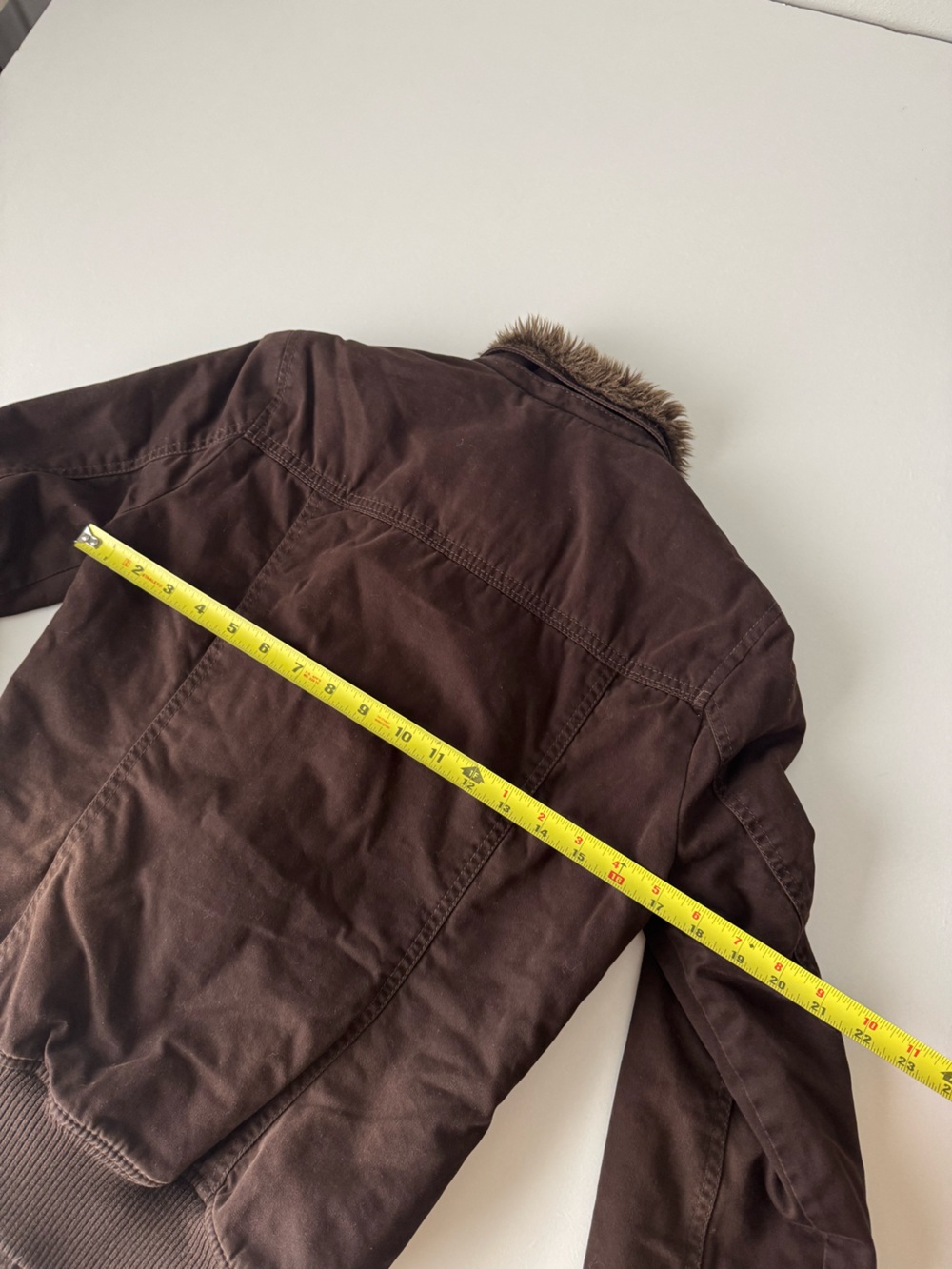 Y2K Abercrombie & Fitch Brown Jacket Fur - Picture 8 of 9